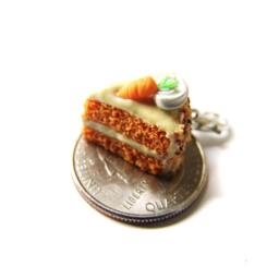 Miniature Polymer Clay Carrot Cake Slice Charm - Food Jewelry Charm - thumbnail 3