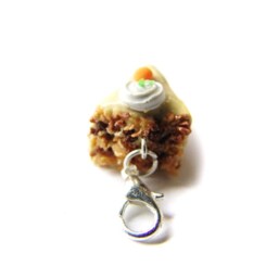 Miniature Polymer Clay Carrot Cake Slice Charm - Food Jewelry Charm - thumbnail 2
