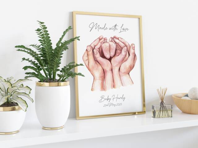 Personalised New Baby Print Watercolor Family Keepsake - image 1