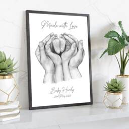 Personalised New Baby Print Watercolor Family Keepsake - thumbnail 2