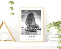 Krabi Thailand Print Minimalist Beach Travel Art - thumbnail 1