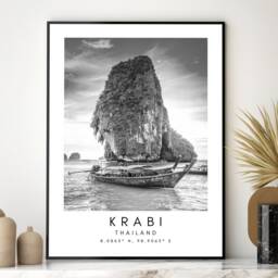 Krabi Thailand Print Minimalist Beach Travel Art - thumbnail 3
