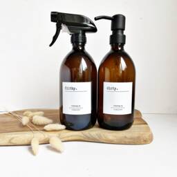 Amber Glass Kitchen Bottles, Set Of 2, 500Ml, Soap Dispenser, Cleaning Spray Bottle - thumbnail 2