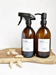 Amber Glass Kitchen Bottles, Set Of 2, 500Ml, Soap Dispenser, Cleaning Spray Bottle