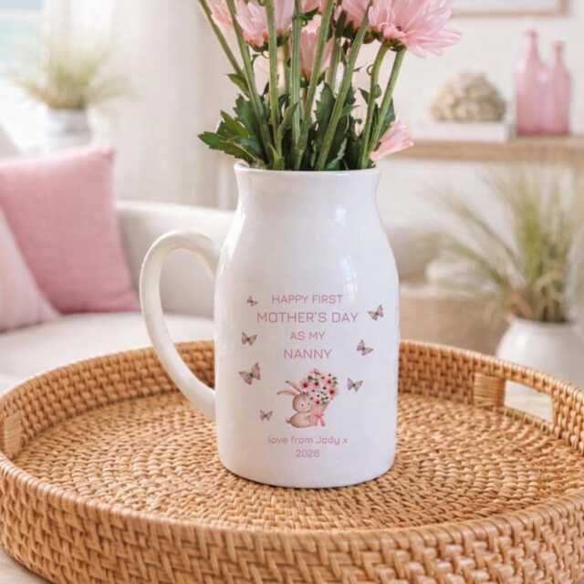 Personalised First Mothers Day Vase, Small Flower Jug, Mother's Grandma Gifts, Mum 1st Keepsake Gift - image 1