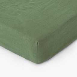 Forest Green Linen Fitted Sheet - Soft Bedding Queen King Deep Pocket Bed Stonewashed Moisture Wicking Oeko European - thumbnail 2