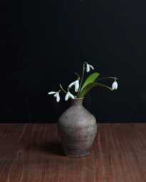 Hand Thrown Yakishime Tokkuri Sake Bottle Japanese Studio Pottery - thumbnail 1