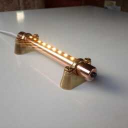 12V Custom Length Touch Control Dimmable Copper Light Fixture, 12-70cm/4-28In With Brass Mounts. Campervan, Boat, Kitchen Reading - thumbnail 3