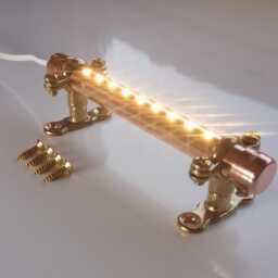 12V Custom Length Touch Control Dimmable Copper Light Fixture, 12-70cm/4-28In With Brass Mounts. Campervan, Boat, Kitchen Reading - thumbnail 2