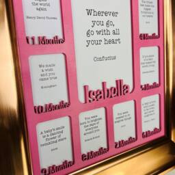 Newborn Baby 1st Year Personalised Photo Frame 1-12 Months - White & Teal Insert - thumbnail 4