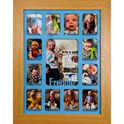 Newborn Baby 1st Year Personalised Photo Frame 1-12 Months - White & Teal Insert - thumbnail 3