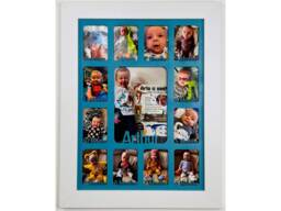 Newborn Baby 1st Year Personalised Photo Frame 1-12 Months - White & Teal Insert - thumbnail 1