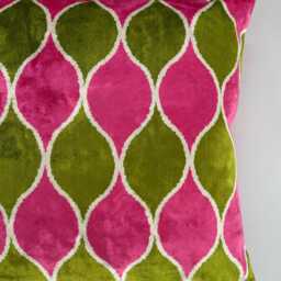 Silk Velvet Cushion Cover, Pink Ogival Turkish Jacquard Cushion, Ikat Decorative Pillowcase 16''x16''/40x40 cm - thumbnail 2