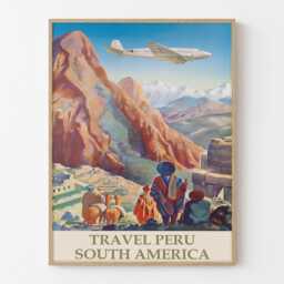 Vintage Peru Travel Poster Machu Picchu Andes South America Wall Art Print - thumbnail 1