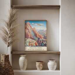 Vintage Peru Travel Poster Machu Picchu Andes South America Wall Art Print - thumbnail 3
