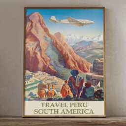 Vintage Peru Travel Poster Machu Picchu Andes South America Wall Art Print - thumbnail 2