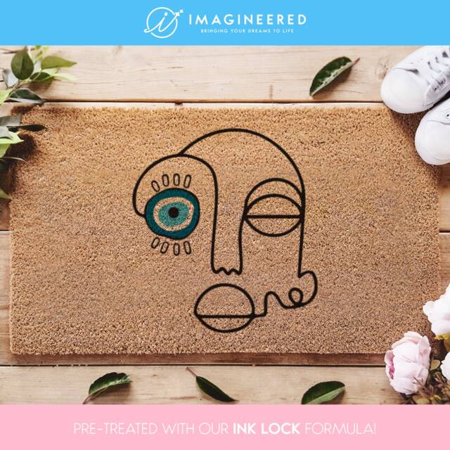 Evil Eye Doormat For Warding Off Negativity, Welcome Mat Good Vibes, Minimalist Doormat, Mid Century Modern Art Rug - image 1