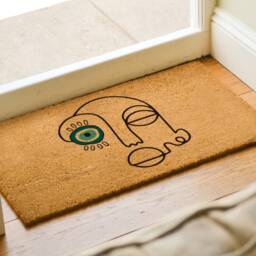 Evil Eye Doormat For Warding Off Negativity, Welcome Mat Good Vibes, Minimalist Doormat, Mid Century Modern Art Rug - thumbnail 2
