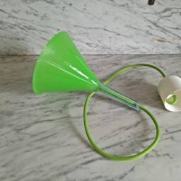 Vintage Upcycled Pendant Lamp/Made From A Glass Funnel Green, Small - thumbnail 2