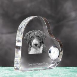 Spanish Water Dog - Crystal Clock in The Shape Of A Heart With Image Pure-Bred Dog - thumbnail 3