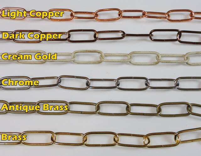 Antique Gothic Look Metal Chandelier Or Pendant Light Chain 0.97M 4cm Links Chains Lamp Parts Components Restoration Chrome Brass Copper UK - image 1