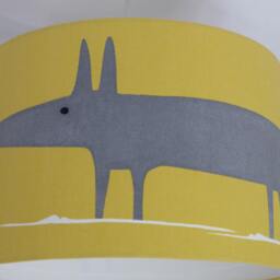 Scion Mr Fox Yellow/Grey Drum Lampshade - Table Lamp Or Ceiling Pendant Shade - thumbnail 2