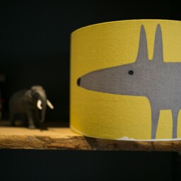 Scion Mr Fox Yellow/Grey Drum Lampshade - Table Lamp Or Ceiling Pendant Shade - thumbnail 3