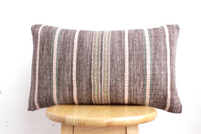 "Vintage Hmong Batik Pillow Cover Embroidered Ethnic Textile, 12"" X 20" - image 1