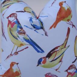 Richloom Bird Print Pillow Cover, White, Red, Blue, Designer Cushion - thumbnail 3