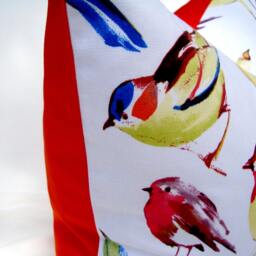 Richloom Bird Print Pillow Cover, White, Red, Blue, Designer Cushion - thumbnail 2