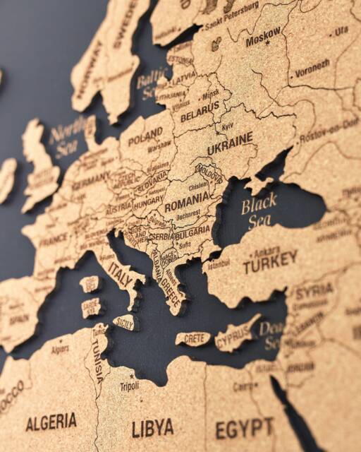 World Map Push Pin, Wall Art, Wooden Travel Map, Cork Board Apartment Decor, Pin Above Bed 2D Of The - image 1