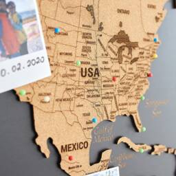 World Map Push Pin, Wall Art, Wooden Travel Map, Cork Board Apartment Decor, Pin Above Bed 2D Of The - thumbnail 3