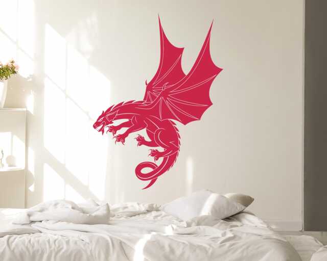 Flying Dragon Vinyl Wall Decal Fantasy Style Kids Room Decor Stickers Mural 2757Di - image 1