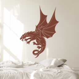 Flying Dragon Vinyl Wall Decal Fantasy Style Kids Room Decor Stickers Mural 2757Di - thumbnail 3