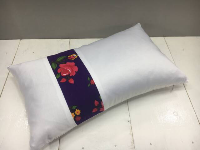 Floral Ikat Lumbar Pillow Cover, Handwoven Silk Accent - 12x20 - image 1