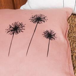 Cotton Cushion Cover Light Pink With Black Allium/Dandelion Motif Hand-Printed, Screen Print Unique, Gift Botany Lover - thumbnail 2
