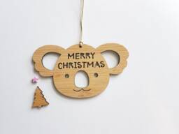 Koala Christmas Wood Decoration-Ornament-Christmas Tree-Gift-Christmas Gift-Wooden-Bauble-Keepsake-Australian - thumbnail 1