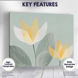 Scandinavian White Lotus Bloom Sage Green Botanical Artwork Canvas Wall Art Print Decor Picture Ready To Hang