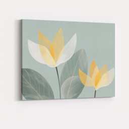 Scandinavian White Lotus Bloom Sage Green Botanical Artwork Canvas Wall Art Print Decor Picture Ready To Hang - thumbnail 4