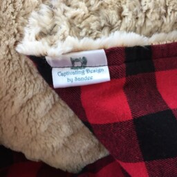 Personalized Buffalo Plaid Minky Blanket, Embroidered Gift - thumbnail 4