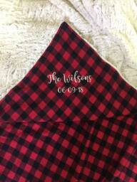 Personalized Buffalo Plaid Minky Blanket, Embroidered Gift - thumbnail 1