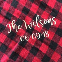 Personalized Buffalo Plaid Minky Blanket, Embroidered Gift - thumbnail 2