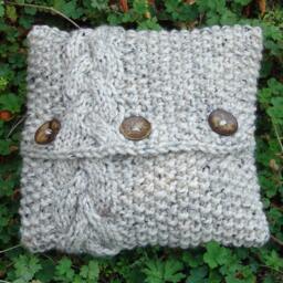 Chunky Cable Knit Pillow Cover Celtic Inspired Seed 12 X12 Inches - thumbnail 3