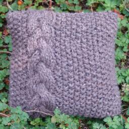 Chunky Cable Knit Pillow Cover Celtic Inspired Seed 12 X12 Inches - thumbnail 2