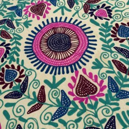 Hand-Embroidered Cotton Suzani Quilt, Decorative Floral Pattern, Artisan Made Bedspread - thumbnail 3