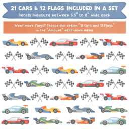 Race Car Wall Decals - Watercolor Art, Kids Room Decal, Boy Nursery Decor, Reusable & Removable Stickers - thumbnail 2