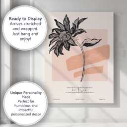 Boho Floral Line Drawing Inspirational Botanical Artwork Canvas Wall Art Print Decor Picture Ready To Hang - thumbnail 3
