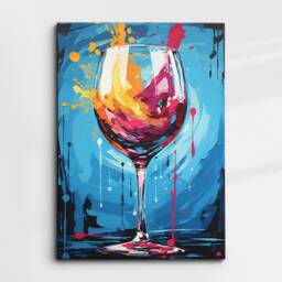 Wine Glass Drink Abstract Oil Painting Dripping Wall Art, Framed Canvas Poster Print, Home Kitchen Office Room Decor, Gift Idea For Her - thumbnail 3