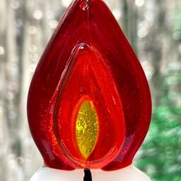 Fused Glass Candle, Christmas Tree Decoration, Window Hanging, Stocking Filler - thumbnail 3