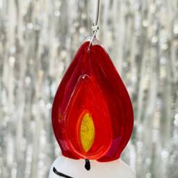 Fused Glass Candle, Christmas Tree Decoration, Window Hanging, Stocking Filler - thumbnail 2